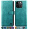 SUANPOT progettazione per iPhone 15 Pro Max 6.7 Blocco RFID Portafoglio Slot CarteSupporto Cellulare Magnetica custodia Pelle Sintetica Cover per apple 15ProMax Blu verde