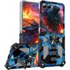 Fofvccv Cover per Samsung Galaxy Z Flip 7 Militare Antiurto - MC Blu | Camouflage Design Case Custodia Retro Rigido in PC Outdoor Antiurto Resistente Rugged con Supporto per Samsung Z Flip 7