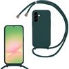 SLWYF Custodia per Samsung Galaxy A57 Cover con Cordino, Silicone Antiurto TPU Morbido Corda Collana Necklace Regolabile Stylish con Catena Ultra Sottile Cover Case, Verde scuro