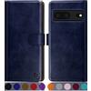 SUANPOT Cover per Google Pixel 7 5G Blocco RFID Portafoglio Slot CarteSupporto Cellulare Magnetica custodia Pelle Sintetica Cover per Pixel 7 Blu