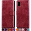 SUANPOT Cover per iPhone XS Max 6,5 pollici Blocco RFID Portafoglio Slot CarteSupporto Cellulare Magnetica custodia Pelle Sintetica Cover per apple XS Max Rosso