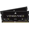 Corsair Vengeance SODIMM 32GB (2x16GB) DDR4 3000MHz CL18 Memoria per Laptop/Notebook (Supporto Processori Intel Core i5 e i7 di Sesta Generazione), Nero