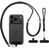 Caremore Cintura telefonica 2 pezzi, cintura collo regolabile, fascia polso, 2 toppe nere durevoli, multifunzionale, compatibile con la maggior parte degli smartphone (nero)