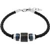 TOM TAILOR - Bracciale da Uomo in Acciaio inox - Nero Grigio - Ciondolo ad Elementi Metallici - TT-B0014