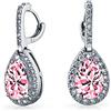 Bling Jewelry Orecchini a goccia pendenti con cerniera a scatto, stile vintage, con zirconi cubici AAA CZ, topazio rosa simulato da 7CT, moda formale, per donne, damigella d'onore, matrimonio, placcati in argento.