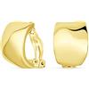 Bling Jewelry Geometrico Martellato Cupola Metà Cerchio Clip Su Orecchini Per Le Donne Non Forato Orecchie Lucido 14K Oro Placcato Ottone