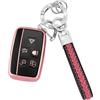 Koaudb Cover Chiave Auto per Jaguar Range Rover Sport Evoque 3 pulsanti, oro rosa