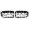 Wjwftcmk Griglia Anteriore Cromo Stile Diamanti Griglie Del Paraurti Anteriore Per BMW X3 F25 X4 F26 2014-2018 Aspetto Fibra Carbonio Stile Doppia Linea Griglia Da Corsa(Diamond-Silver)