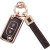 Koaudb Cover Chiave TPU per Peugeot/Citroen Accessori 2 pulsanti Nero-Oro