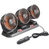 Riloer Ventilatore auto Riloer 24V, ventilatore d'aria portatile a tre teste, ventilatore di circolazione dell'aria di rotazione a 360 °, USB/accendisigari alimentato