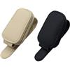 SSKHE Porta occhiali per auto, 2 pezzi nero e beige, clip occhiali da sole in pelle per paraluce, occhiali da sole per riporre occhiali, tessere, accessori per auto interni pratici ed eleganti