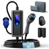 bokman wallbox 7,4 kw Tipo 2 CEE [8 Metri | 6-32A | IP65 Impermeabile] colonnina Ricarica Auto elettrica con Spina CEE, Compatibile con Model Y/3, Q4, e-208, 500e, e Altri EV/PHEV