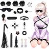 Qoosea Set Bondage 19 Pezzi, Qoosea Restrizioni Sex Toys Giochi Erotiici per Coppie, Accessori BDSM Set con Plug Anale Vibrante Manette, Sextoysys Giocattoli Sessuali Erotici per Donna Principianti