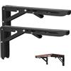 Vebetter 450mm Staffa Pieghevole, 2Pcs Mensola Pieghevole, Staffe Mensole Pesanti, Supporto Da Parete In Metallo Nero, Per Garage, Cucina, Camera Da Letto, Supporto Tavolo Staffe Carico Massimo 100KG.