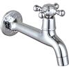 TOLIWEL Rubinetto in Ottone Lavanderia Bagno Montaggio A Parete Lavatrice Rubinetto Esterno Tubo Singolo Rubinetto Freddo Croce Maniglia Cromo Cromo