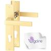 ERGO line CUBE guarnizione quadrata per porte, oro opaco, maniglia con piastra di copertura a cilindro di chiusura set di maniglie con piastra di copertura lunga, maniglia, Ottone spazzolato