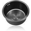 TYLAOXIAO Lavello Cucina 1 Vasca Nero,Lavandino Cucina Piccolo,Lavabo Cucina In Acciaio Inox,Lavabo Tondo con Set Di Drenaggio,Installazione Appoggio o Sottopiano (Ø 34cm)