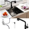 Buyfun Lavello in acciaio inox 304 (V2A), 1 lavello da cucina (40 x 45 x 20 cm, moderno, con rubinetto e scarico sifono)