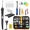 RUIZHI Kit Saldatore 100W LCD con Temperatura Regolabile 180-520°C, Set Saldatura 16-in-1 con 50g di Lega per Saldatura, 5 Punte, Pompa di Desaldatura, Supporto, Pinza, Kit per Lavori Elettrici