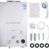 Hocamel Scaldacqua istantanea a gas da 16 l, 32 KW, GPL propano, super bassa pressione dell'acqua di avviamento, per doccia e uso quotidiano, gite in campeggio (bianco, 10-LPG)