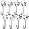 FINDMAG Ganci magnetici, confezione da 8, 13,6 kg + ganci magnetici girevoli al neodimio, forti ganci magnetici per crociera, magneti con ganci, ganci magnetici forti per appendere, garage, cucina,
