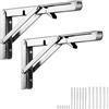 Rynvarl 2 Pezzi Reggimensola Pieghevole 350mm in Acciaio Inossidabile - Staffa da Parete Salvaspazio per Tavolo, Cucina, Scrivania, Banco da Lavoro, Balcone, Officina - Antiruggine - Portata Fino a 70kg