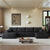 Rvjiahe Divano Angolare Modulare 340cm Sottovuoto Senza Montaggio Nero | chaise longue a L seduta profonda Chaise longue rivolta verso sinistra 1 pouf