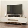 Dmora - Mobile Porta TV Praesepe, Credenza da Soggiorno, Armadio Basso per TV, Base Parete attrezzata, 145x37 h50 cm, Noce e Crema