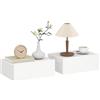 HOMCOM Set 2 Comodini Sospesi per Camera, Comodini Moderni con Fissaggio a Parete, in Legno Bianco, 40x30x15cm