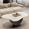 YITAYMLI Tavolino da caffè irregolare a forma di nuvola,piano in pietra sinterizzata,tavolo centrale da soggiorno base robusta a forma di V,mobile d'accento(Black+White,120*60*42cm/47.2*23.6*16.5in)