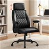 Ckaff Sedia Ufficio Ergonomica con Poggiatesta Regolabile, Poltrona Direzionale in Pelle PU, Sedia da Ufficio con Braccioli Schienale Alto Funzione Dondolo, Poltrona Scrivania Girevole 136kg, Nero