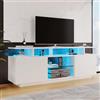 MURUL Mobile TV bianco con illuminazione a LED a 16 colori, lunghezza 1,4 m, elegante armadio per TV da 60 pollici, barra luminosa a 16 colori, ante lucide con scomparti in vetro