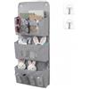 xinimke Organizer Appendere, Portaoggetti da Appendere 3 Tasche in tessuto Oxford Pieghevole, Porta Borse per Camera da Letto Cucina Bagno Ufficio Letto, Grigio