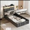 FCSQIU Letto Singolo 90x200 con Contenitore,Letto Imbottito,Letto Bambini