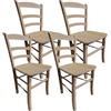 MA MAISON Set Sedie in Legno Naturale Seduta Ampia e Compatta, Schienale Alto 45x40x87h cm - Struttura Robusta, Ristorazione, Soggiorno, Classica, Rustica, Cucina - da Tavola (Grezzo | Set da 4 PZ)