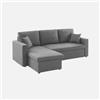 Alice's Garden sweeek Divano letto compatto in tessuto, 3 posti Grigio scuro - 213.5x136.5x83 cm