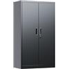 SUPEER Armadio in Metallo con 2 Ante e 3 Ripiani Regolabili, 140x80x40 cm, Armadio in Acciaio per Magazzino, Garage, Casa, Ufficio, Montaggio Semplice Richiesto (Nero)