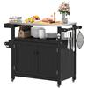 Jacklin F Isola di Cucina Esterna con Ruote Marrone - Carrello Barbecue Mobile Multifunzione, Piano Lavoro e Stoccaggio, Portatile per Giardino Terrazza Campeggio Picnic