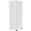 yikmid Cassettiera con ruote, 5 cassetti, impermeabile, cassettiera sottile, 34 cm di profondità, 25 cm di larghezza, 82 cm, per giocattoli per bambini, ufficio, soggiorno, piccolo mobile da bagno