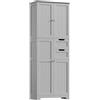 HOCSOK Mobile Alto de Bagno, Armadietto da Pavimento per Bagno, Armadietto Ausiliario con 2 Cassetti e 4 Ante, Adatto per Corridoio, Camera da Letto, Soggiorno, Legno, 60 x 30 x 164.5 cm, Grigio