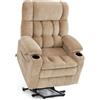 MCombo M Poltrona TV 3 Motori con Alzata Elettrica, Schienale, Poggiatesta e Poggiapiedi Regolabili Indipendentemente, Funzione Reclinabile 165°, Schiuma Piena 35D 7546 (Chenille-beige)