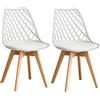 GrandCA HOME Set di 2 Sedie da Pranzo, Sedie da Cucina Moderne con Seduta Rivestita in pelle e Gambe in Faggio, Adatte a Cucine e Sale da Pranzo - Bianco