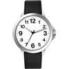 NUOVO Orologio da uomo facile da leggere, con grande quadrante, analogico, al quarzo, con cinturino in pelle nera, impermeabile, classico, da uomo, Bianco 03, Classico