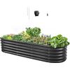 VEVOR Fioriera Rialzata da Giardino Esterno 2000 x 600 x 420 mm, Fioriera Ovale da Esterno, Design a Fondo Aperto, Grande Aiuola Rialzata per la Coltivazione di verdure, Piante Grasse, Grigio Scuro
