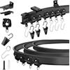 KOLAKO Binario per tenda da soffitto, flessibile, pieghevole, montaggio a parete o a soffitto, nero, 2,4 m, sistema di binari per tende scorrevoli con clip, divisorio