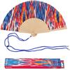 Fisura - Ventaglio in Legno Motivo Tropicale Multicolore, Accessorio Estivo Moderno e Vivace, con Laccetto Incluso, Idea Regalo Donna, 42,5 x 23 cm
