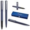 Waterman Allure - Set da scrittura con incisione, penna a sfera e penna roller personalizzabile, set di strumenti di lusso in nero, elegante regalo per uomo e donna (Blue C.T)