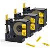 Aonomi 18433 Nastro in vinile permanente giallo di ricambio per Dymo Rhino 4200 5200 Nastro per etichettatrice 3/4 di pollice 19 mm, etichette in vinile rinoceronte industriale, funziona per ricariche