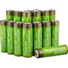 Amazon Basics confezione da 16 batterie ricaricabili AA NiMH ad alta capacità, 2400 mAh, 1,2 V, ricaricabili fino a 400 volte, precaricate