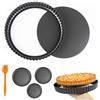 xtemtoamz Stampo Crostata con Fondo Amovibile 3 Pezzi e Pennello Silicone, Stampo per Crostata in Acciaio Carbon Steel, Antiaderenti Forme stampo Crostata Per la Cottura di Dolci, 22/23/24 cm